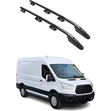 OMAC Barres de Toit longitudinales pour Ford Transit 2015-2026 L2 Aluminium Noir (1/5)