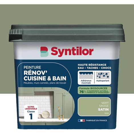 Pintura para muebles SYNTILOR Renov' para cocina y baño, color verde salvia satinado, 0,75 l SYNTILOR (1/5)