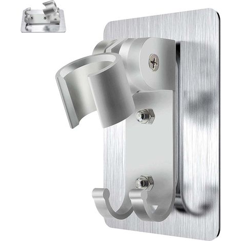 Support Pour Tête De Douche - Support Mural Réglable Avec 2 Crochets - Adhésif Fort Sans Perçage - Pour Carrelage Lisse Verre Métal - 1 Pièce (1/5)