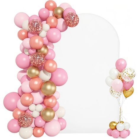 Arche de Mariage 2,2x1,2 m Support de Fond Arche Structure Stable Métal Doré pour Décoration de Mariage, Anniversaires, Remises de Diplômes, Fêtes, Cérémonies, Célébrations, avec Housse Tissu (1/5)