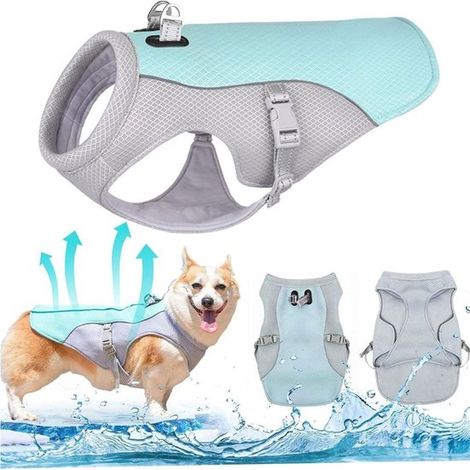 Gilet rafraîchissant pour chien, veste respirante en maille idéale pour l'été, avec éléments réfléchissants, taille XL. GrisXL (1/5)