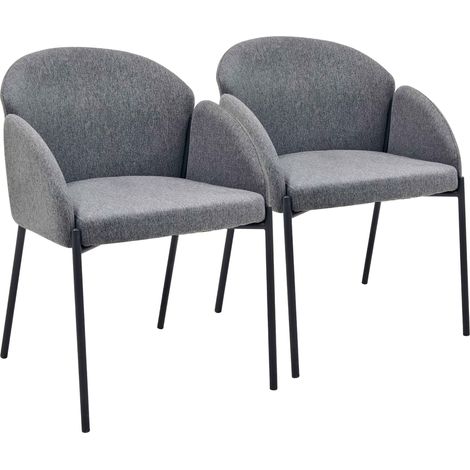 Lot de 2 chaises en acier et tissu gris anthracite (1/5)