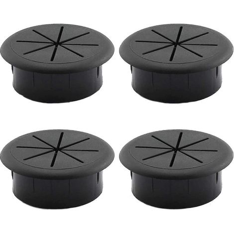 Lot de 4 cache-câbles ronds pour table ou bureau, noirs. (1/5)