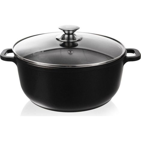 Pot en granit avec couvercle en verre GRANDE 28 cm, 7 l