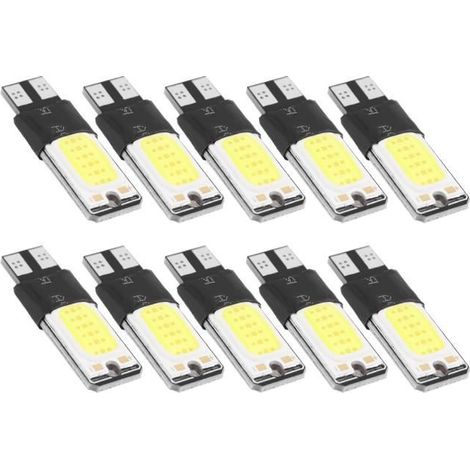 Ashata Ampoule LED T10 10 pièces T10 W5W COB voiture LED Wedge ampoules plaque d'immatriculation largeur lampe côté marqueur (1/4)