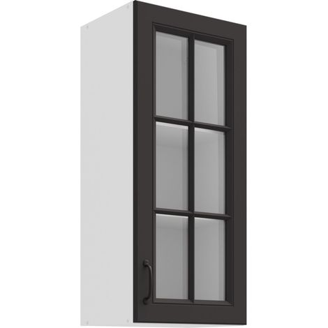 Glashängeschrank 40 cm Stilo Grau Küchenzeile Küchenblock Landhaus Einbauküche (1/4)