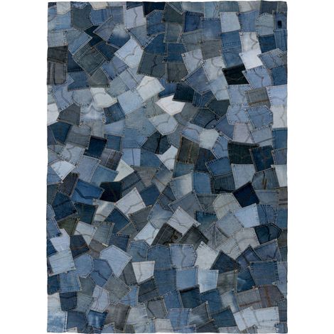 Tapis denim bleu en coton cousu main style urbain - 230 x 160 cm (1/5)