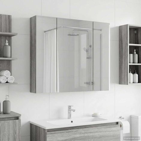 vidaXL  Bathroom Mirror Cabinet  with Door Grey Sonoma 80 x 14.5 x 70 cm