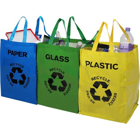 Poubelle Tri Selectif Lot de 3 Bacs à Tri Selectif Papier/Plastique/Verre (1/5)