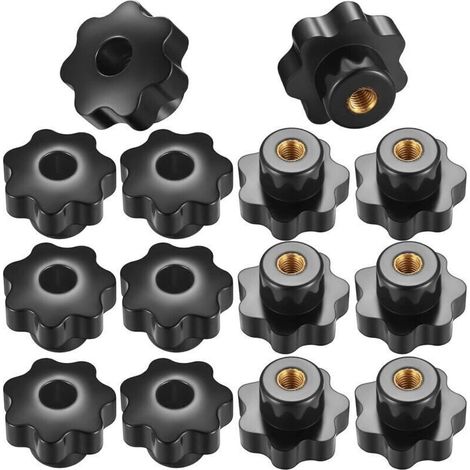 14 Pièces Bouton de Serrage à Filetage Moleté M8, Poignée Boutons en Etoile Filetage Intérieur pour Appareils Mécaniques, Instruments (1/5)