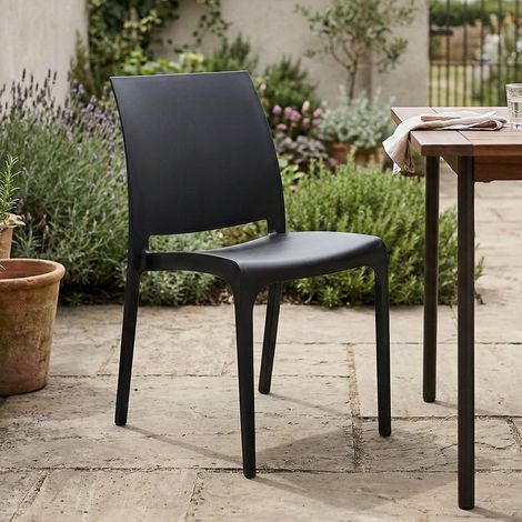 Dmora - Gartenstuhl Miranda, Gartensitz, Outdoor-Stuhl, Outdoor-Sessel, Made in Italy, 54x46 h80 cm, Anthrazit (1/4)