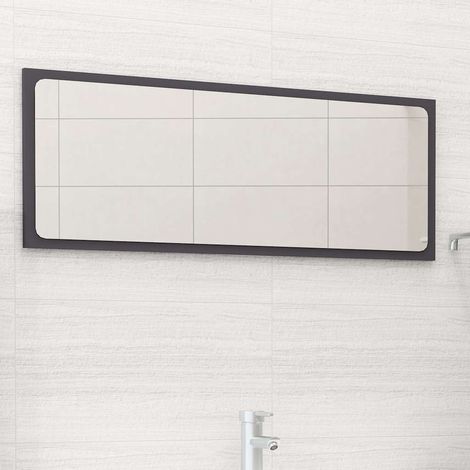vidaXL Espejo de baño madera contrachapada gris 90x1,5x37 cm (1/5)