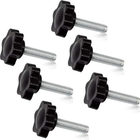Lot de 6 boutons à vis de serrage M6 x 25 en forme de tête hexagonale moletée à filetage mâle Filetage métrique (1/5)
