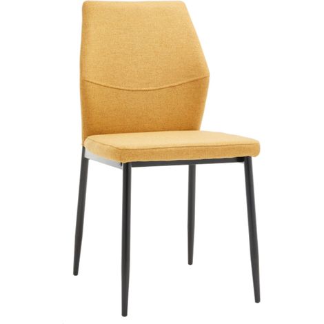 Home Heavenly® - Pack 4 sillas NOBLES silla comedor con asiento y respaldo acolchado y patas metálicas, 49x53x87 cm.  Color: Mostaza (1/5)