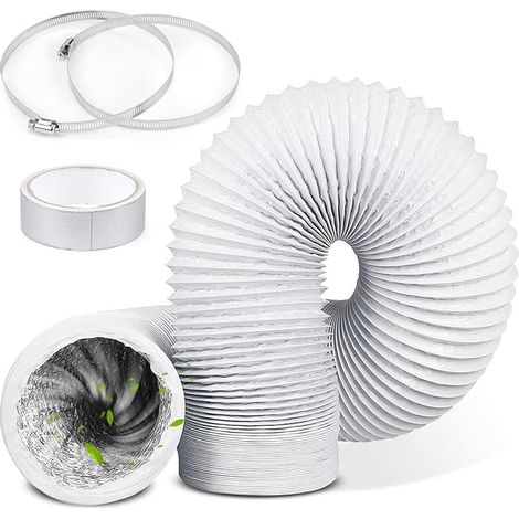 Tubo flessibile per condizionatore portatile Erzekrim, diametro 150 mm, tubo di scarico aria flessibile in PVC e alluminio, condotto di ventilazione da 3 m con 2 fascette stringitubo per condizionator (1/5)