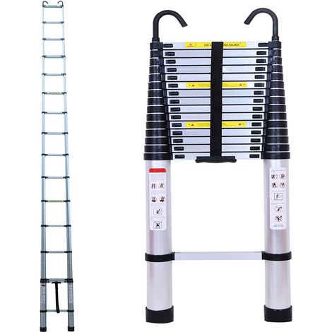 Échelle télescopique de 6,2 m avec crochet amovible, capacité de 150 kg, en aluminium, extensible, pour projet de bricolage, portable, compact (1/5)