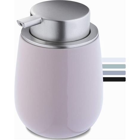 Distributeur de savon en céramique, distributeur avec pompe en plastique, distributeur de lotion, distributeur de savon liquide, brillant, rond (rose (1/5)
