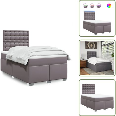 Boxspringbett mit Matratze Grau 120x190 cm Kunstleder - Boxspringbett - Boxspringbetten - Bett - Betten (1/5)