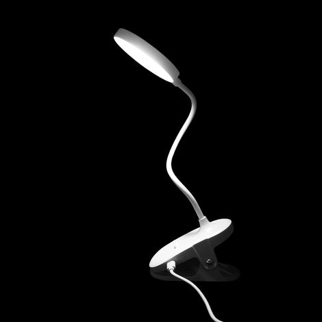 Lampe de Lecture à Pince LED Légère en Plastique Blanc avec 3 (1/4)