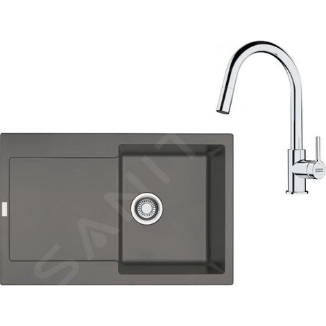 Franke - Set de cuisine G258ŠK, évier en fragranit MRG 611+ robinet FS 3229.031, gris pierre / chrome 114.0700.719 (1/4)