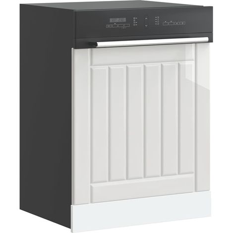 Dishwasher Panel Lucca High Gloss White Engineered Wood vidaXL