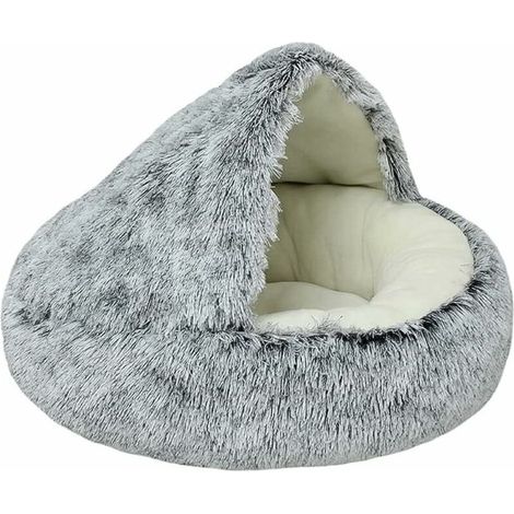 Panier pour chat moelleux – Lit de grotte gris 40x40 cm – Rembourrage en coton PP doux – Antidérapant pour stabilité (1/5)