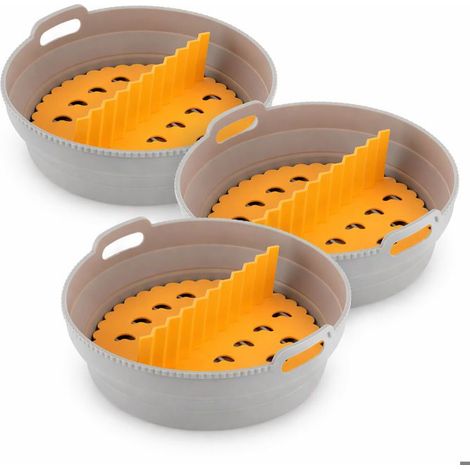 Cesta plegable de silicona para freidora de aire - INNOVAGOODS - Fliynner - 3 pcs - asas desmontables - antiadherente (1/5)