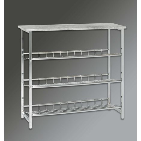 Étagère à chaussures Havu 86cm, 4 étagères - décor en béton (1/3)