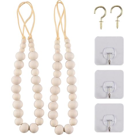 2er-Pack Raffhalter aus Naturholz, Fensterdekoration, rustikale Girlande, Deko-Accessoires im Boho-Stil (1/5)