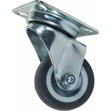 Werka Pro – Roulette pivotante sans frein 50mm – Charge max 40kg – Bandage caoutchouc pour surfaces délicates – Platine 60x60mm