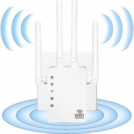 WLAN-Repeater (2021), WLAN-Verstärker für bis zu 30 Geräte auf einer Fläche von 3000 Quadratfuß (ca. 279 m²), Geschwindigkeiten bis zu 1200 Mbit/s, Dualband (2,4 GHz/5 GHz), 4 Antennen, vollständige A (1/5)