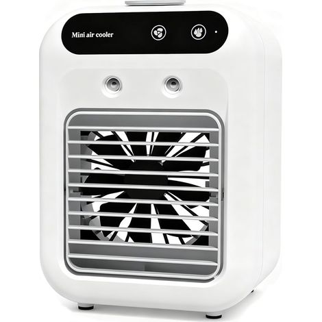 Climatiseur évaporatif portable réservoir 500ml ventilateur de bureau USB faible consommation rafraîchisseur d’air maison bureau camping voiture été blanc (1/5)