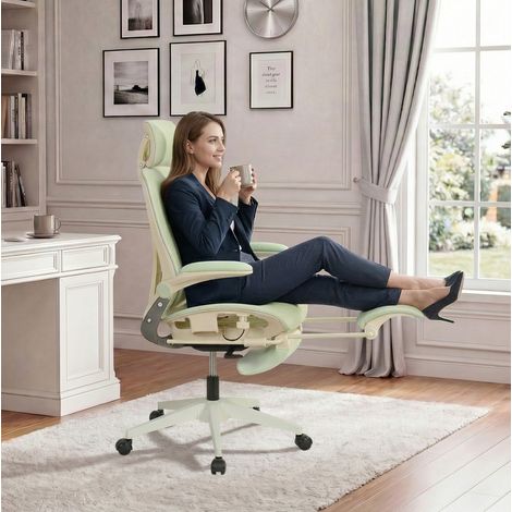 Chaise de bureau pliable ergonomique en mesh vert HAVRYA (1/3)