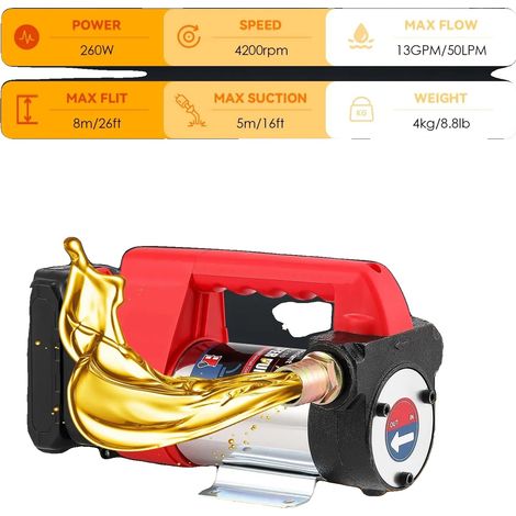 Bomba de aceite eléctrica, batería de 1500 mAh, voltaje de 21 V, caudal de 400 L/carrera, peso de 8,58 libras, distancia de succión de 5 m (1/5)