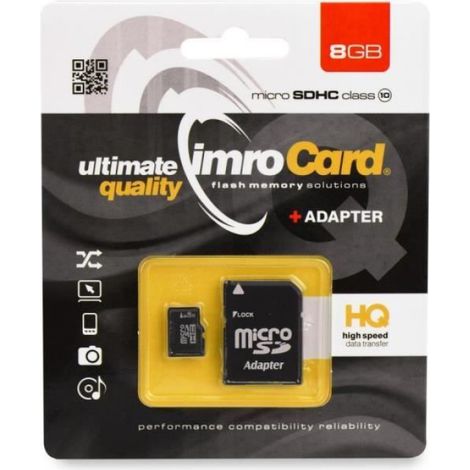 Carte Microsd - 8 Go - Class 10 - Avec Adaptateur Sd