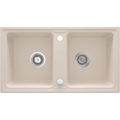 Lavello cucina in granito con 2 vasche 78x43.5 cm beige - Zeno
