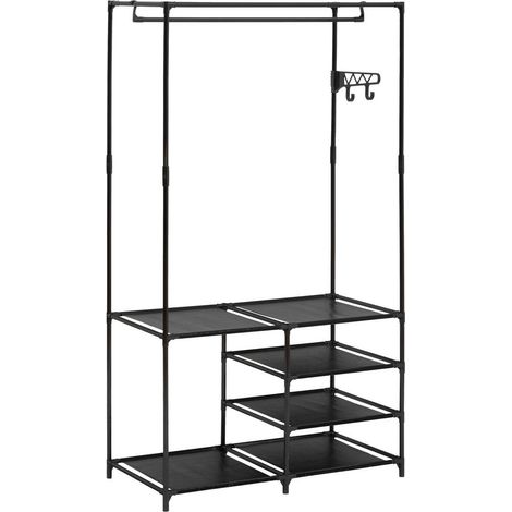 Kleiderständer intissa 4 ebenen aus schwarzem metall h160cm - 5five