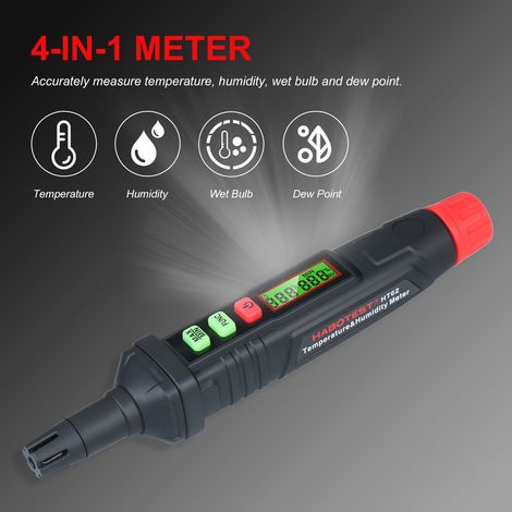 HABOTEST Psychromètre numérique 4 en 1 Thermo-hygromètre portable Mini stylo de mesure de la température et de l'humidité avec ampoule humide à point de rosée (batterie non incluse) (1/5)