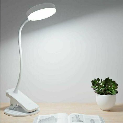 MNS Lampe Bureau a Pince, LED 3Couleurs Gradation en Continu Lampe Pince pour Lit, 360° Flexible Liseuse Lampe de Lecture Livre, Avec Support, (1/4)