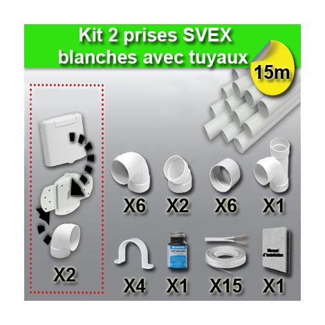 Ensemble 2 prises SVEX avec tuyaux - couleur au choix - blanc