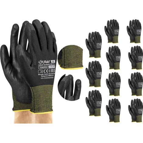 Schwarze Arbeitshandschuhe J-TIMIPOLIBB8-M - 12 Paar