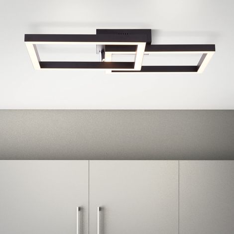 Plafonnier LED à 2 ampoules – Plafonnier décoratif à intensité variable en 3 niveaux via interrupteur mural – max. 33 W avec couleur blanche chaude en métal/plastique, noir – 50 m de large (1/3)