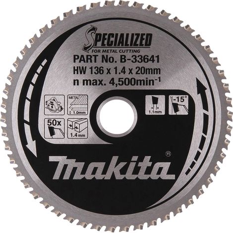 Makita B-33641 hoja de sierra circular 136 mm 50 dientes