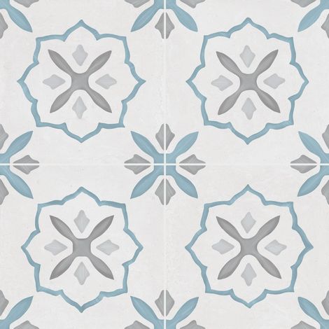 Carrelage effet Carreau ciment Moralis Bleu 22,3x22,3x0,9 cm Ventoril - Sol et mur intérieur (vendu par carton de 0,65 m²) - RO'MA CARRELAGE