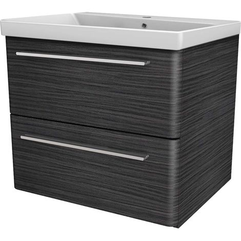 Lanzet K8 Badmöbel Set 2-teilig, 60cm, Schwarz, Keramikbecken"-"90159145 (1/5)