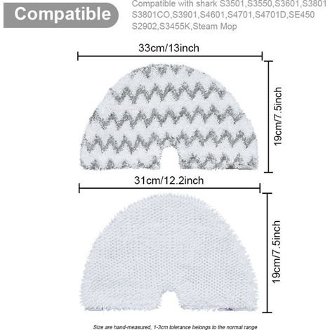 Set di 3 coperture di ricambio per testina di scopa a vapore Shark S3455K S2902 S3501 S3550 S3601 S3801/CO S3901 S4601, facili da usare. (1/3)