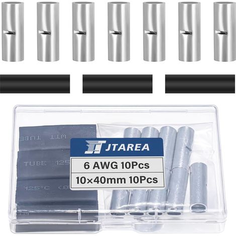 6 AWG Cosses Électriques a Sertir Bout à Bout Non Isolées Kit avec Gaine Thermorétractable Connecteurs Electriques à Sert 16 mm² Câble Crimp Terminal Connecteur Électrique (Paquet de 20) (1/5)