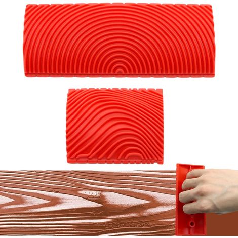 Set mit 2 Gummiwalzenpinseln für Holzeffektfarbe, rot (1/5)