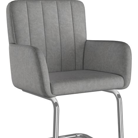 Set di 2 sedie da pranzo in similpelle grigia con gambe metalliche a zigzag (1/5)