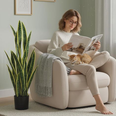 Sansevieria artificielle pour extérieur et intérieur 21 feuilles malléables pot Ø 20x90 cm (1/4)